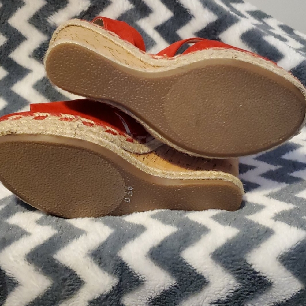 Nine West Red Suede Espadrille Wedge Sandals - Picture 5 of 5